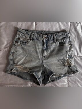 American Eagle Outfitters Light Blue Distressed Jean Shorts